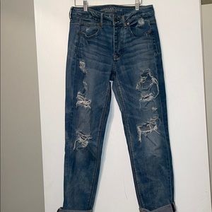 American eagle high waisted distressed straight